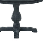 Table et chaises de salle à manger circulaires 5 pièces rembourrées en bois et rotin