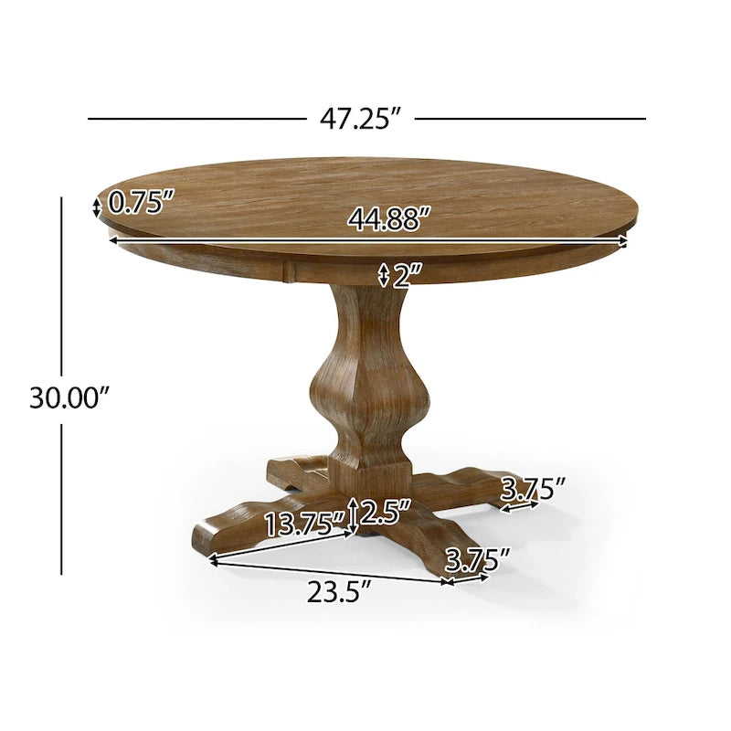Table et chaises de salle à manger circulaires 5 pièces rembourrées en bois et rotin