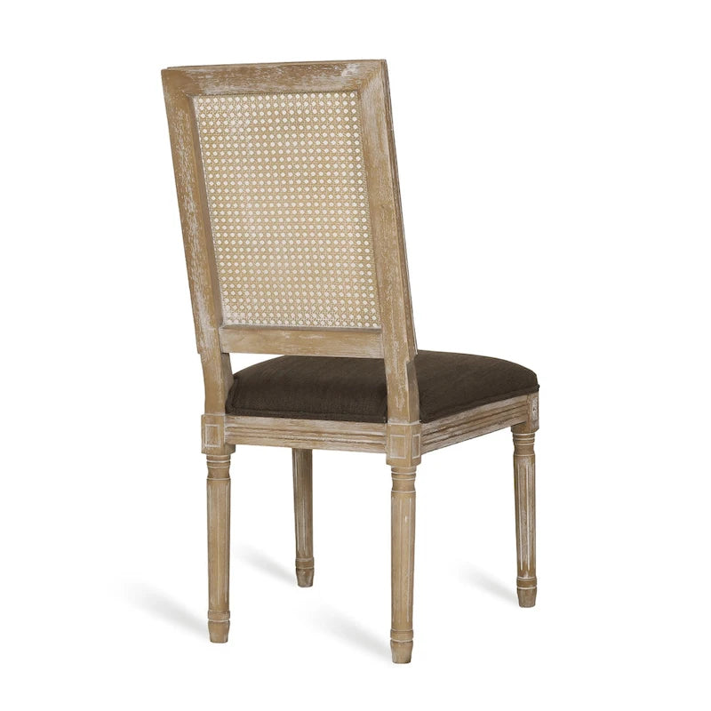 Table et chaises de salle à manger circulaires 5 pièces rembourrées en bois et rotin
