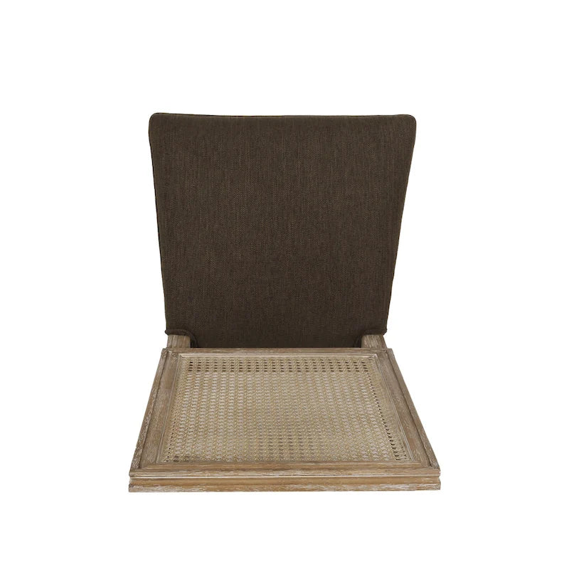Table et chaises de salle à manger circulaires 5 pièces rembourrées en bois et rotin