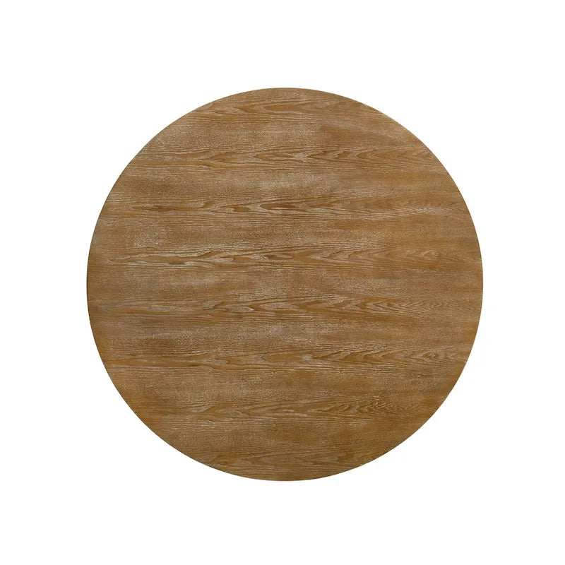 Table et chaises de salle à manger circulaires 5 pièces rembourrées en bois et rotin