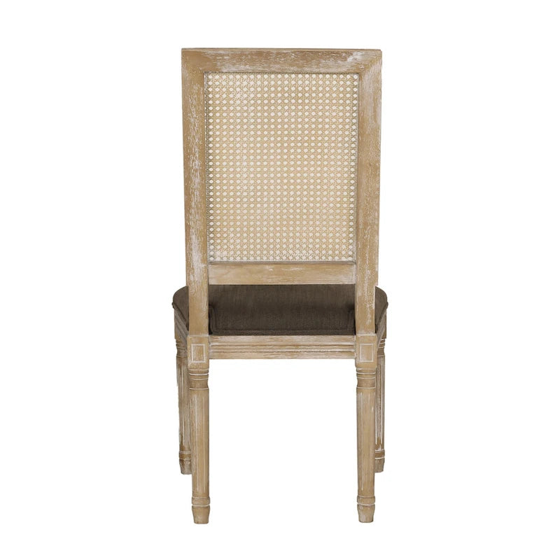 Table et chaises de salle à manger circulaires 5 pièces rembourrées en bois et rotin