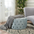 Pouf rond moderne en velours capitonné Glam