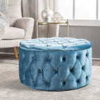 Pouf rond moderne en velours capitonné Glam