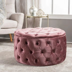Pouf rond moderne en velours capitonné Glam