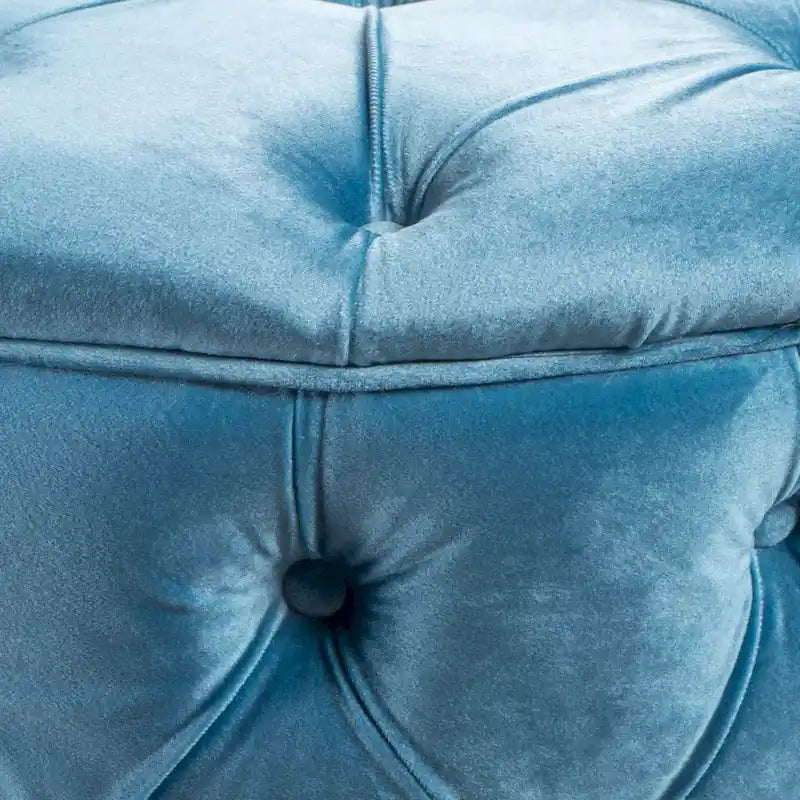 Pouf rond moderne en velours capitonné Glam