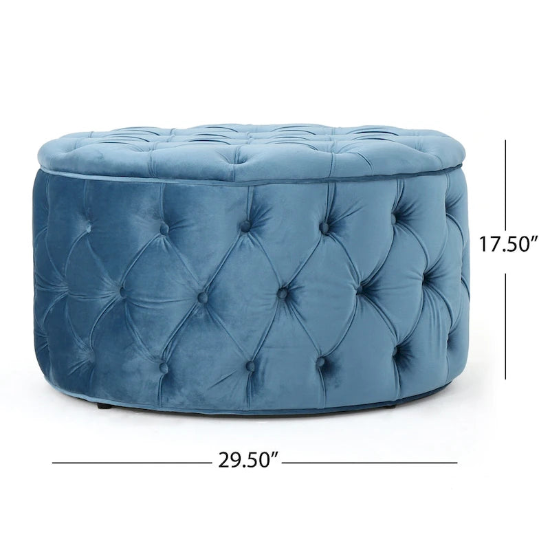 Pouf rond moderne en velours capitonné Glam