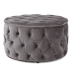 Pouf rond moderne en velours capitonné Glam