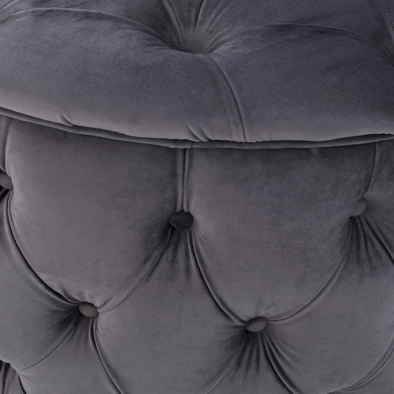 Pouf rond moderne en velours capitonné Glam