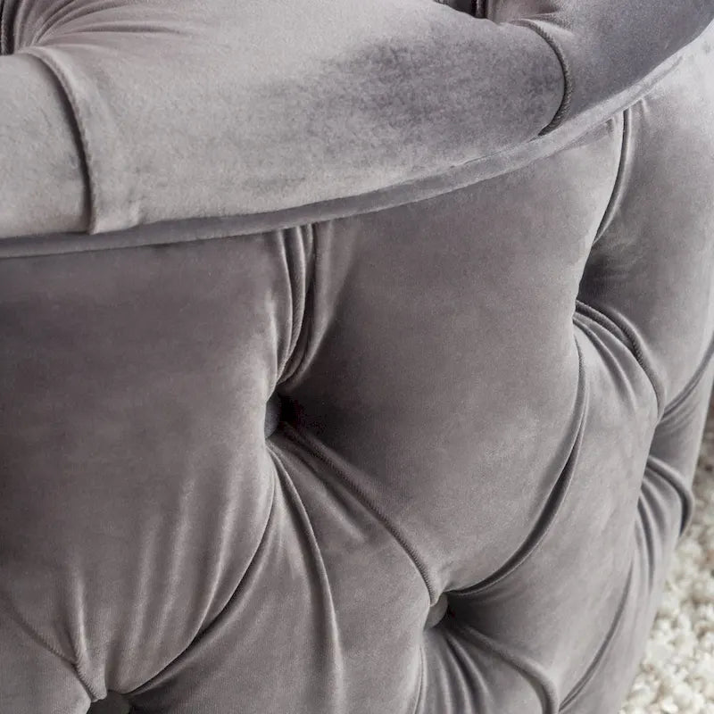 Pouf rond moderne en velours capitonné Glam