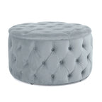 Pouf rond moderne en velours capitonné Glam