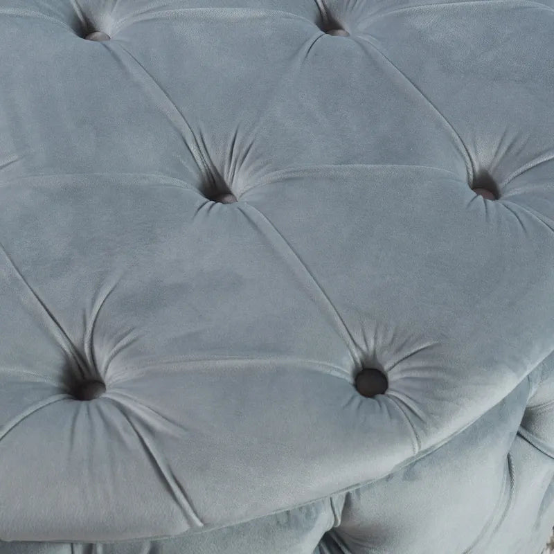 Pouf rond moderne en velours capitonné Glam