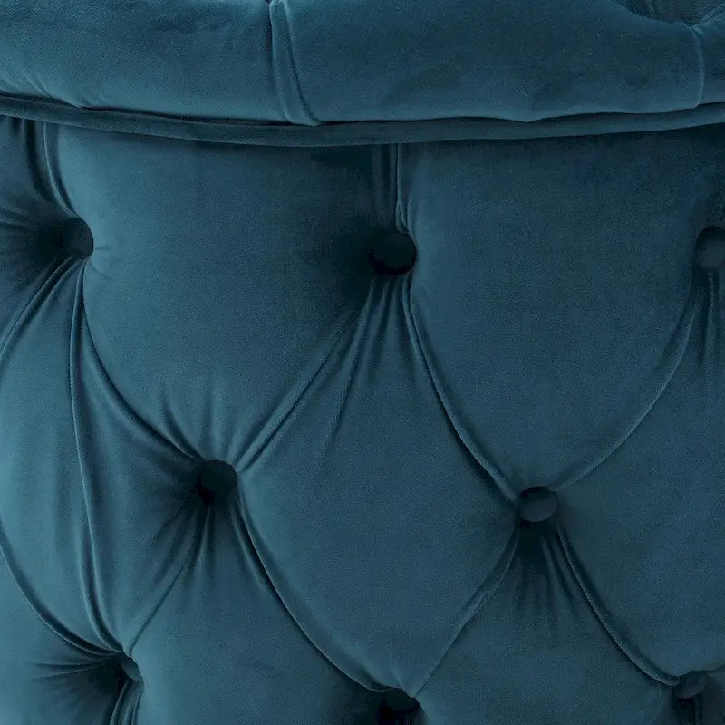 Pouf rond moderne en velours capitonné Glam