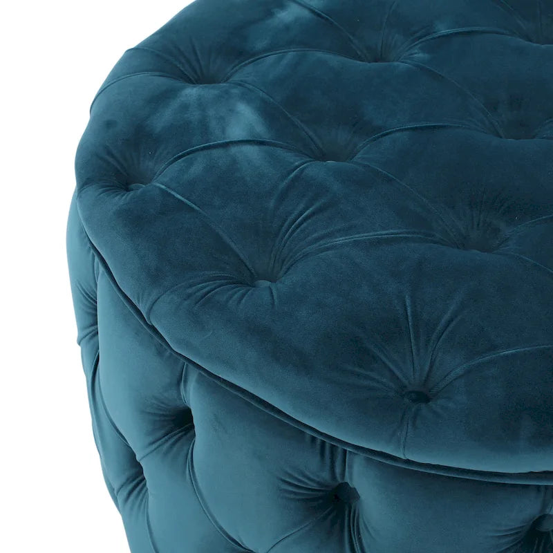 Pouf rond moderne en velours capitonné Glam