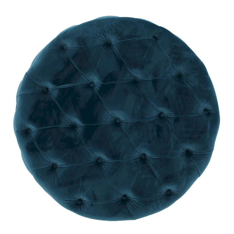 Pouf rond moderne en velours capitonné Glam