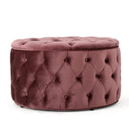 Pouf rond moderne en velours capitonné Glam