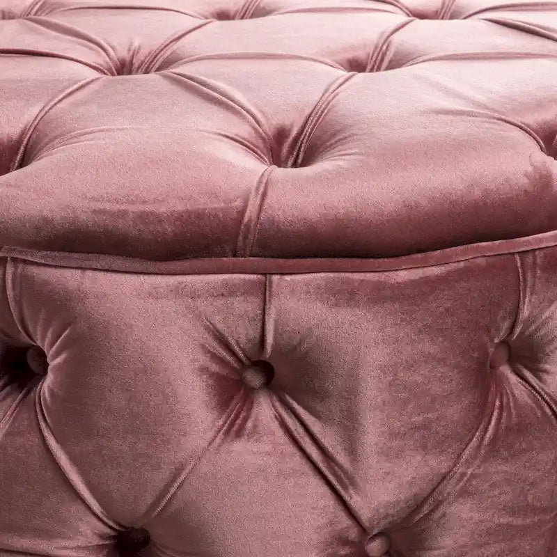 Pouf rond moderne en velours capitonné Glam