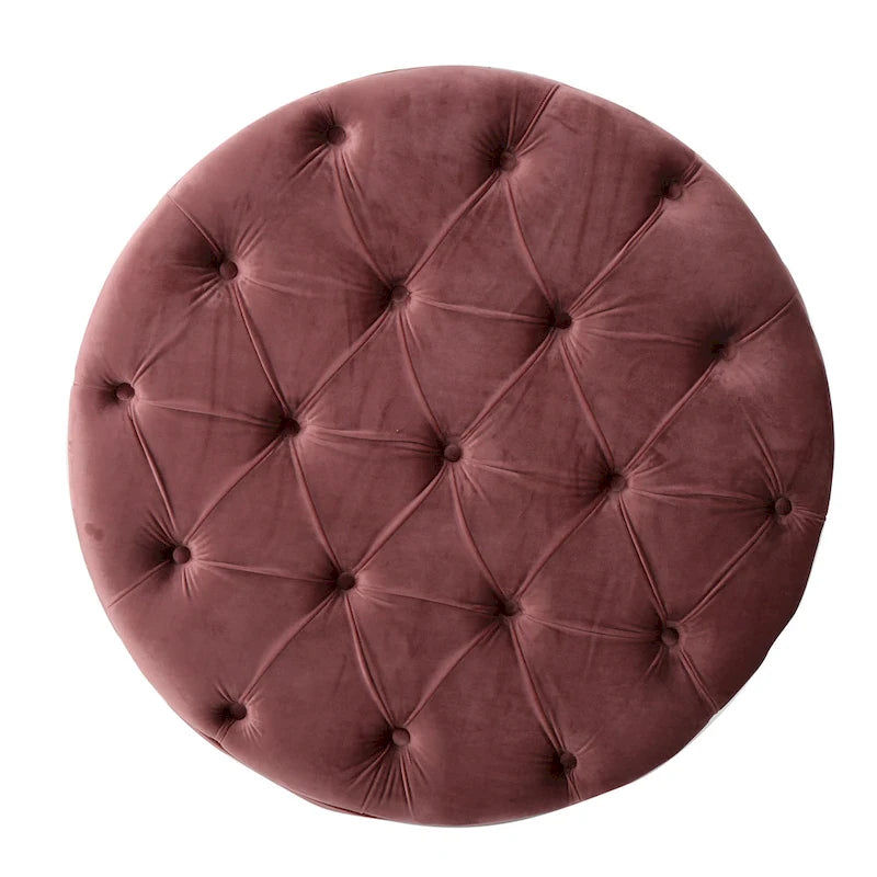 Pouf rond moderne en velours capitonné Glam