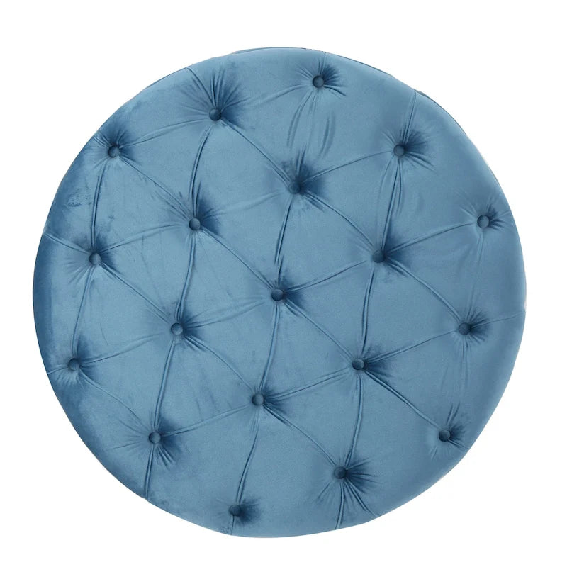 Pouf rond moderne en velours capitonné Glam