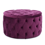 Pouf rond moderne en velours capitonné Glam