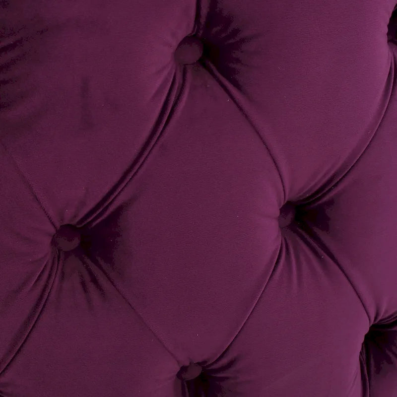 Pouf rond moderne en velours capitonné Glam