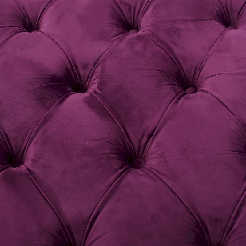 Pouf rond moderne en velours capitonné Glam