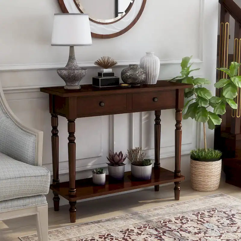 Console 1 étagère en bois traditionnel de 96,5 cm