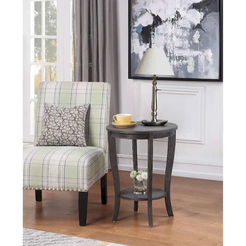 Table d'appoint ronde avec étagère
