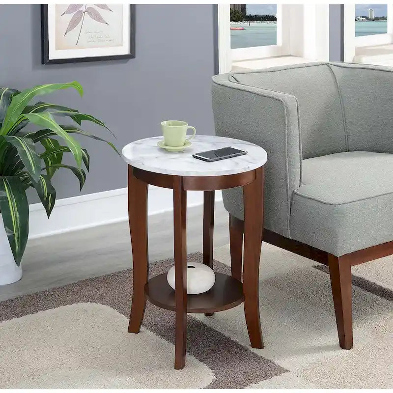 Table d'appoint ronde avec étagère