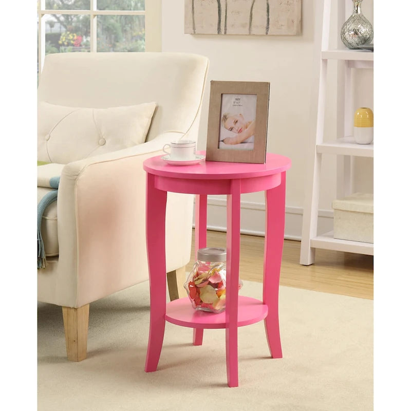 Table d'appoint ronde avec étagère