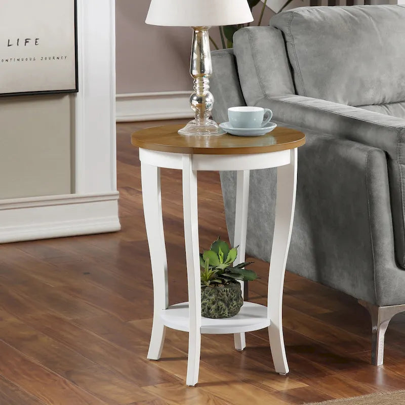Table d'appoint ronde avec étagère