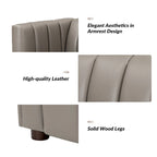 Canapé incurvé en cuir véritable Modern Camel de 83 pouces avec dossier capitonné