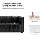 Canapé incurvé en cuir véritable Modern Camel de 83 pouces avec dossier capitonné