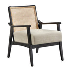 Fauteuil d'appoint en canne et bois massif