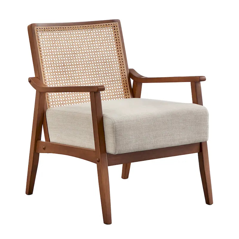 Fauteuil d'appoint en canne et bois massif