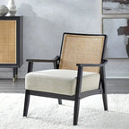 Fauteuil d'appoint en canne et bois massif