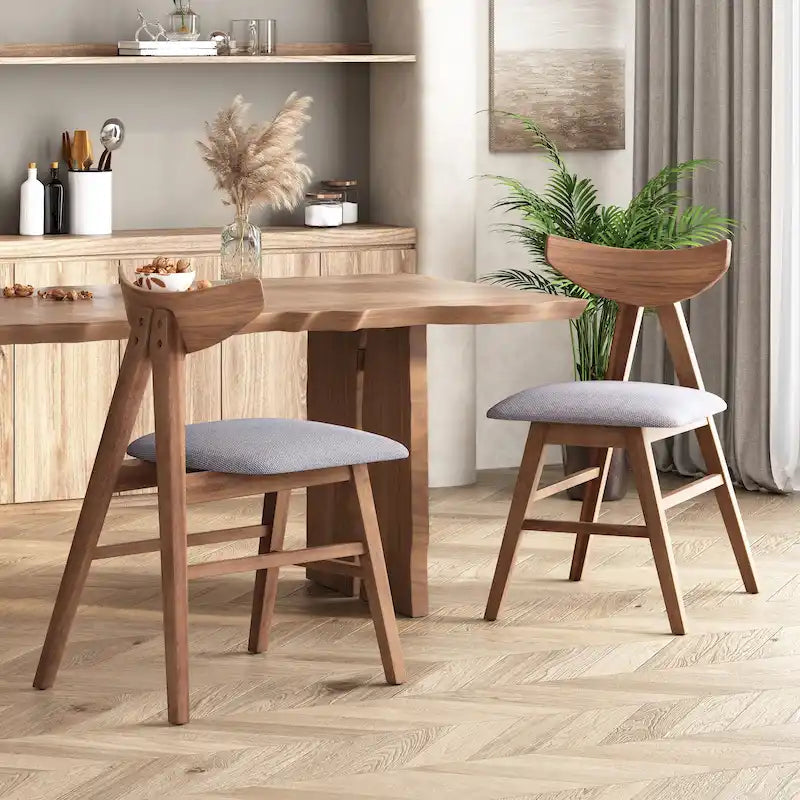 Chaise de salle à manger en tissu et bois d'hévéa