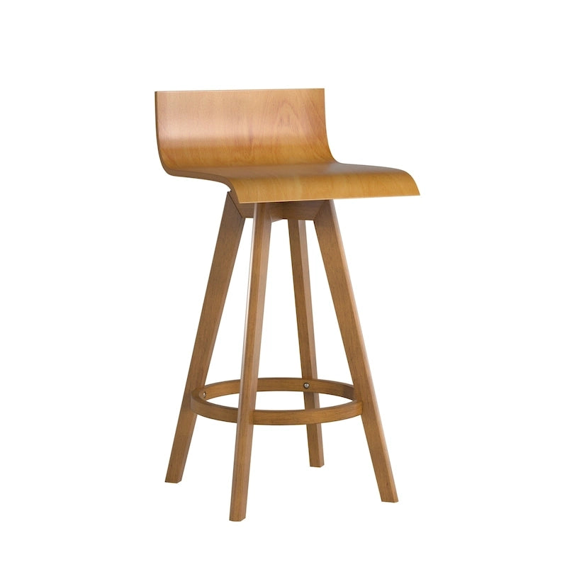 Tabouret pivotant en bois, style milieu de siècle