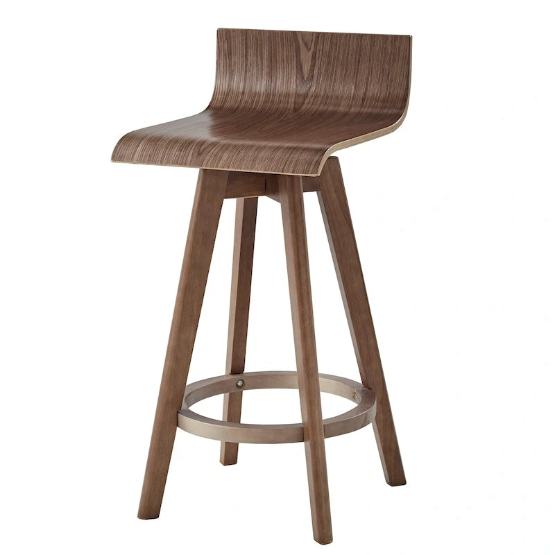 Tabouret pivotant en bois, style milieu de siècle