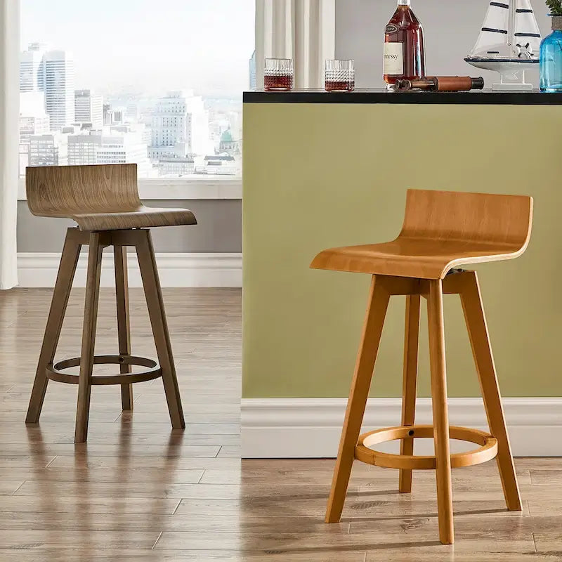Tabouret pivotant en bois, style milieu de siècle