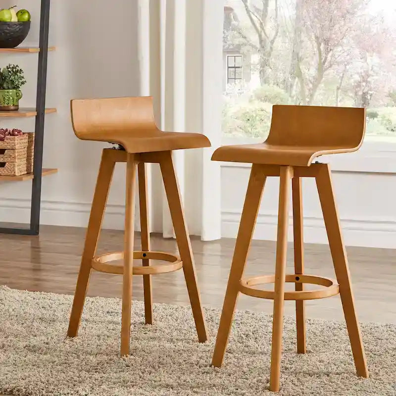Tabouret pivotant en bois, style milieu de siècle