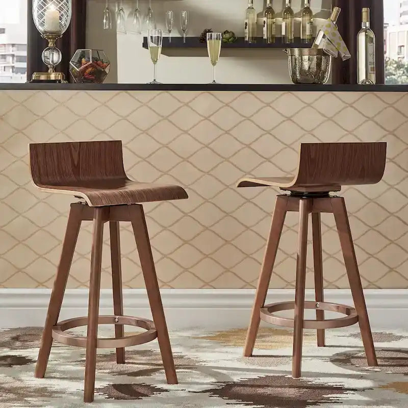 Tabouret pivotant en bois, style milieu de siècle