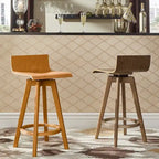 Tabouret pivotant en bois, style milieu de siècle