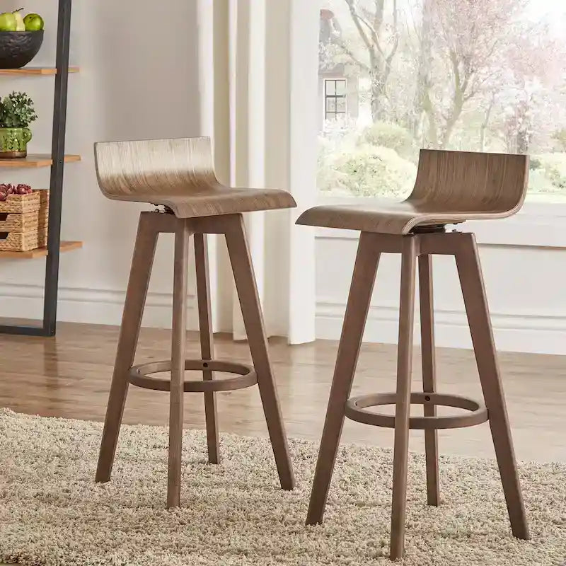Tabouret pivotant en bois, style milieu de siècle