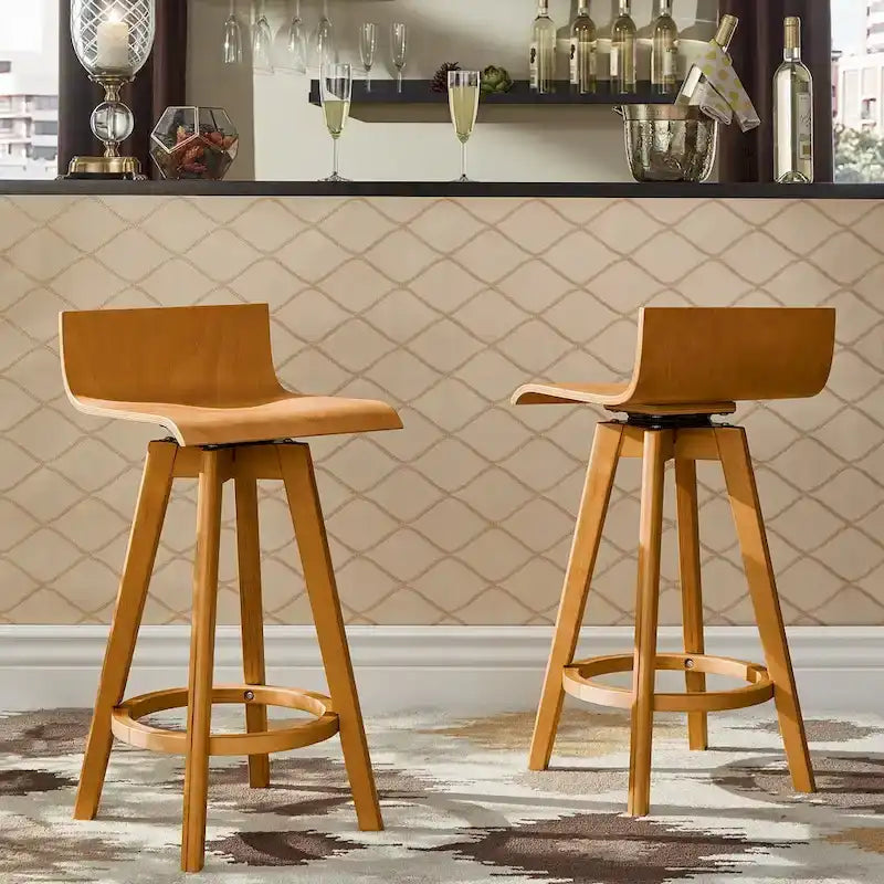 Tabouret pivotant en bois, style milieu de siècle
