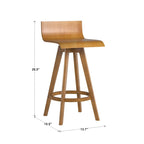 Tabouret pivotant en bois, style milieu de siècle