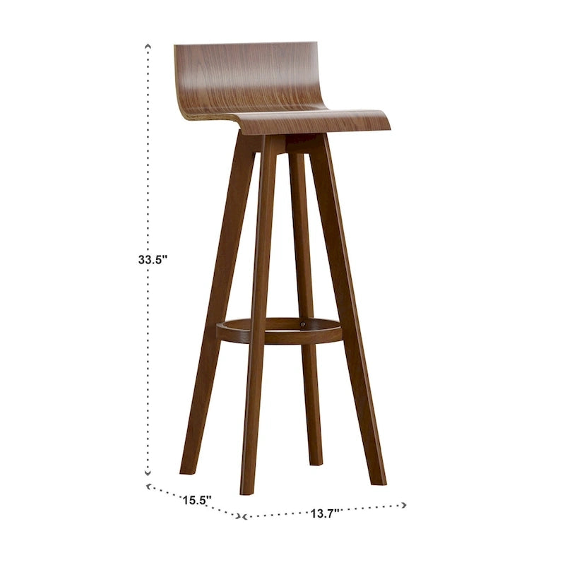 Tabouret pivotant en bois, style milieu de siècle