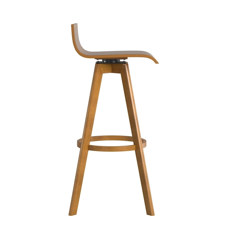 Tabouret pivotant en bois, style milieu de siècle
