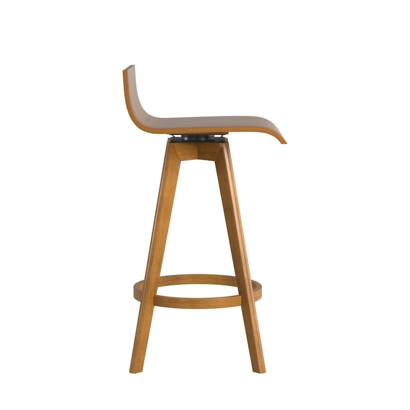 Tabouret pivotant en bois, style milieu de siècle