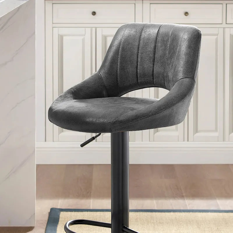 Tabouret de bar moderne et réglable, pivotant à 360°, en similicuir rétro